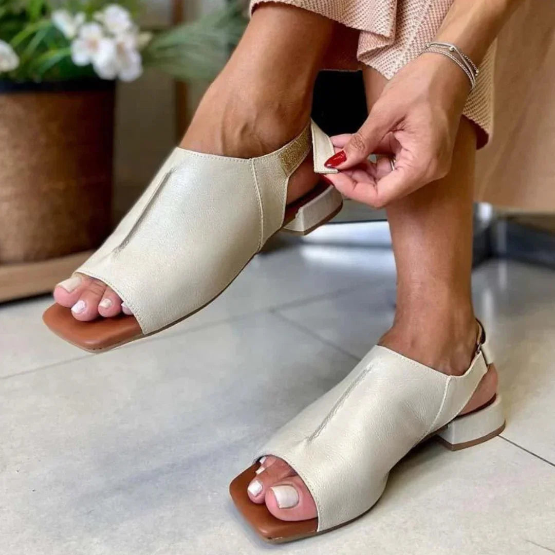 Vera — Sandalen aus Leder mit Blockabsatz
