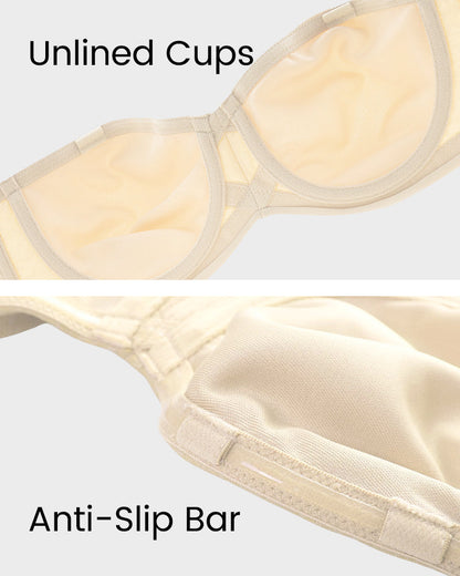 Convertible Non-Slip Bandeau Bra with Full Support