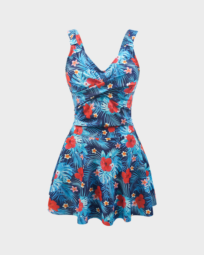Robe de Bain Une Pièce Imprimé Fleuri