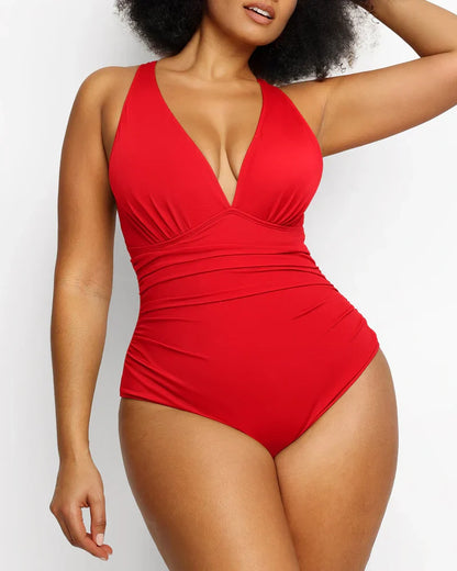Shaping Swimsuit with Plunge Neckline