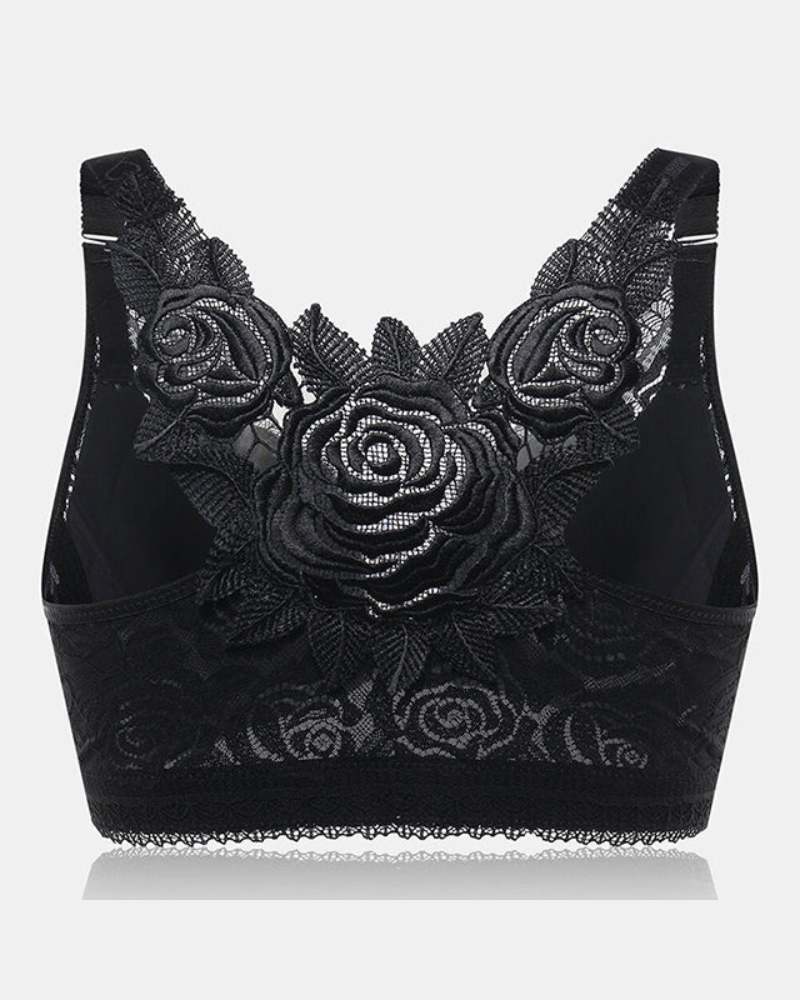 Rose Embroidery Front-Closure Bra