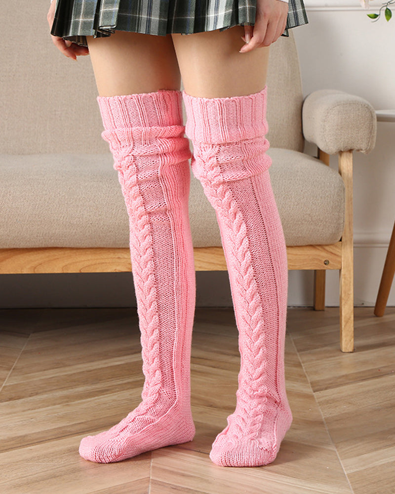 Warme Zopfstrick-Socken