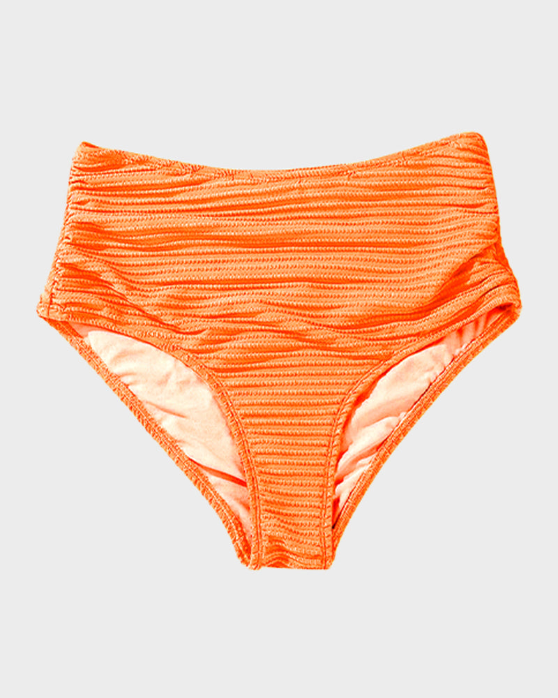 Texturierter High-Waist-Bikini mit Knotendetail vorne