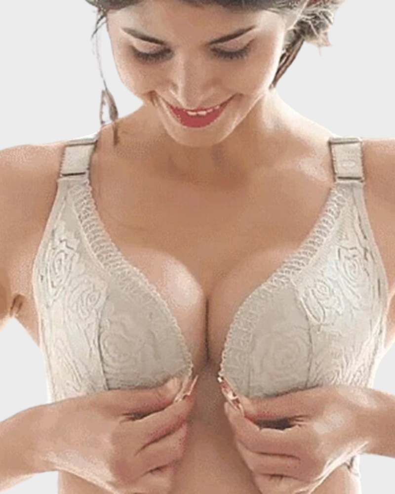 Rose Embroidery Front-Closure Bra