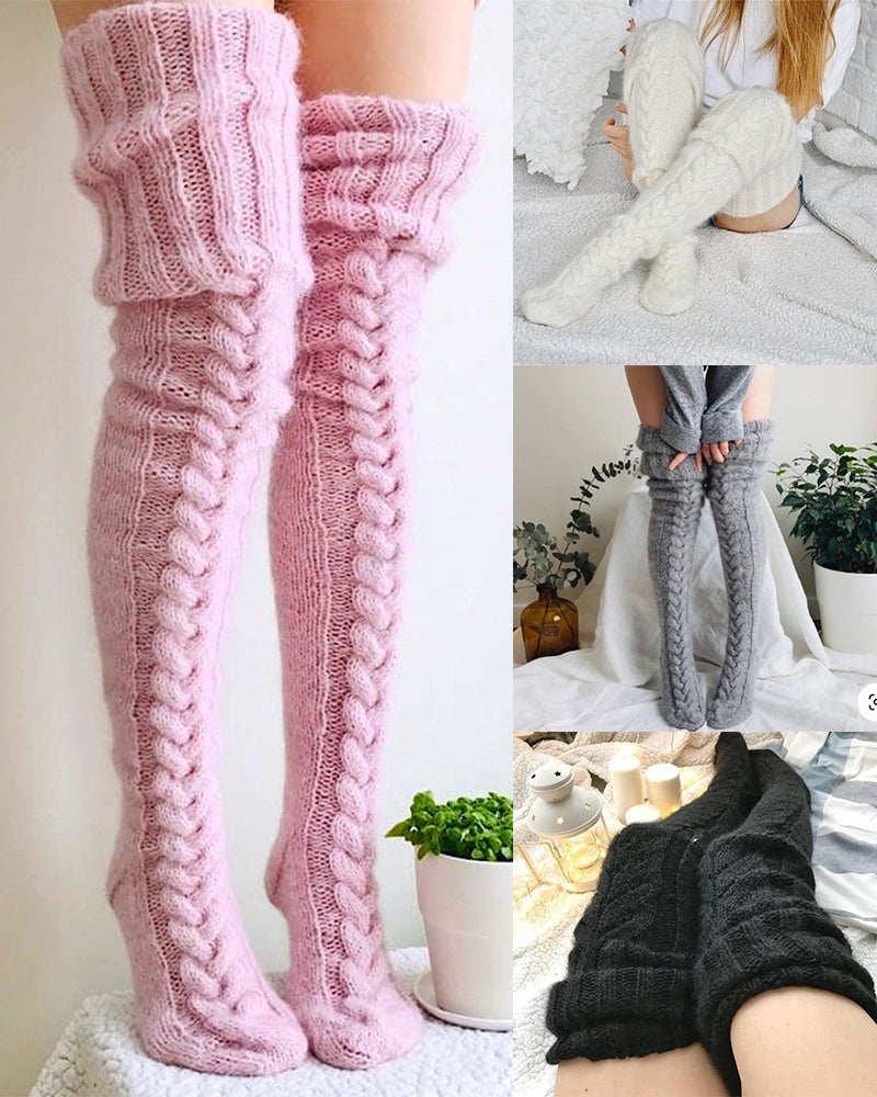 Warme Zopfstrick-Socken