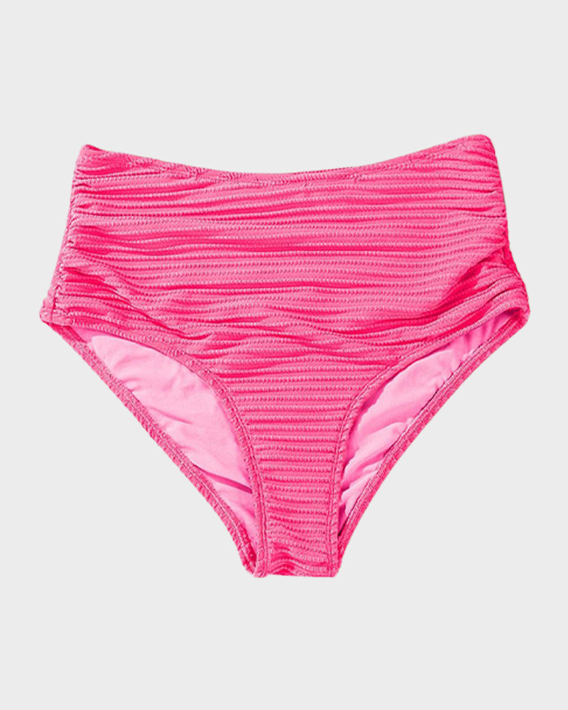 Texturierter High-Waist-Bikini mit Knotendetail vorne