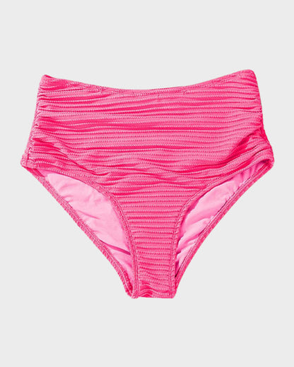 Texturierter High-Waist-Bikini mit Knotendetail vorne