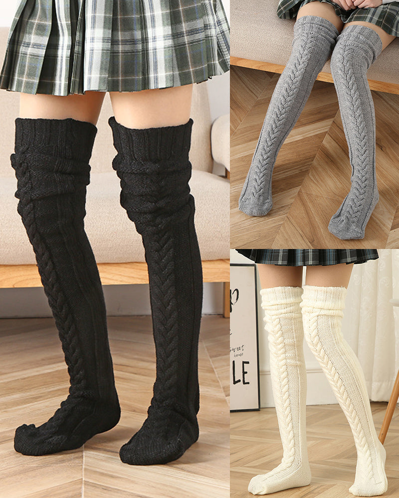 Warme Zopfstrick-Socken