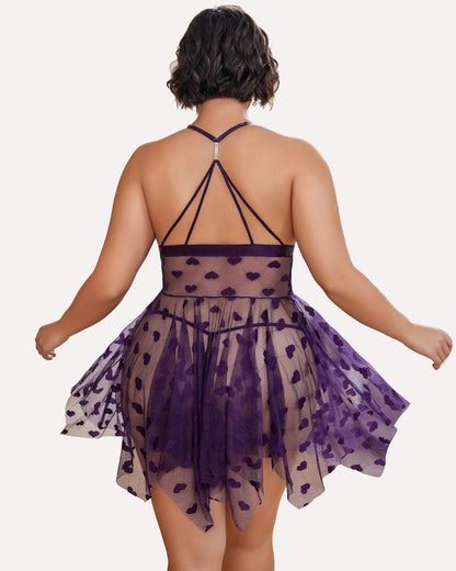 Plus-Size Lace Babydoll with Front Slit