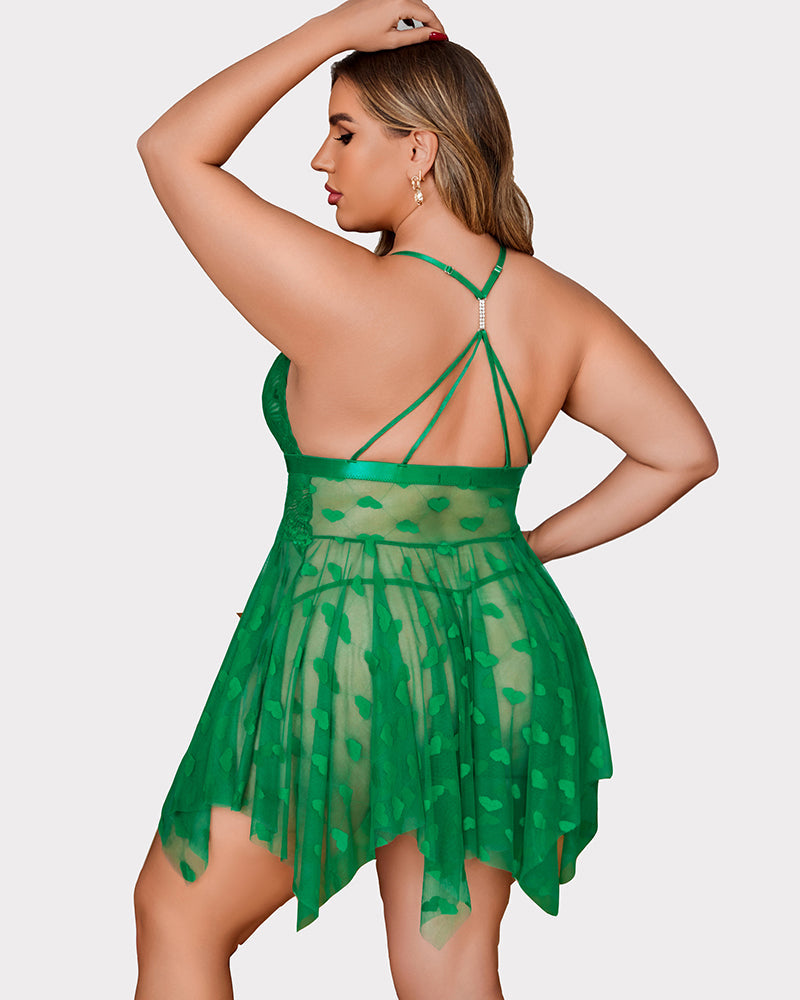 Plus-Size Lace Babydoll with Front Slit
