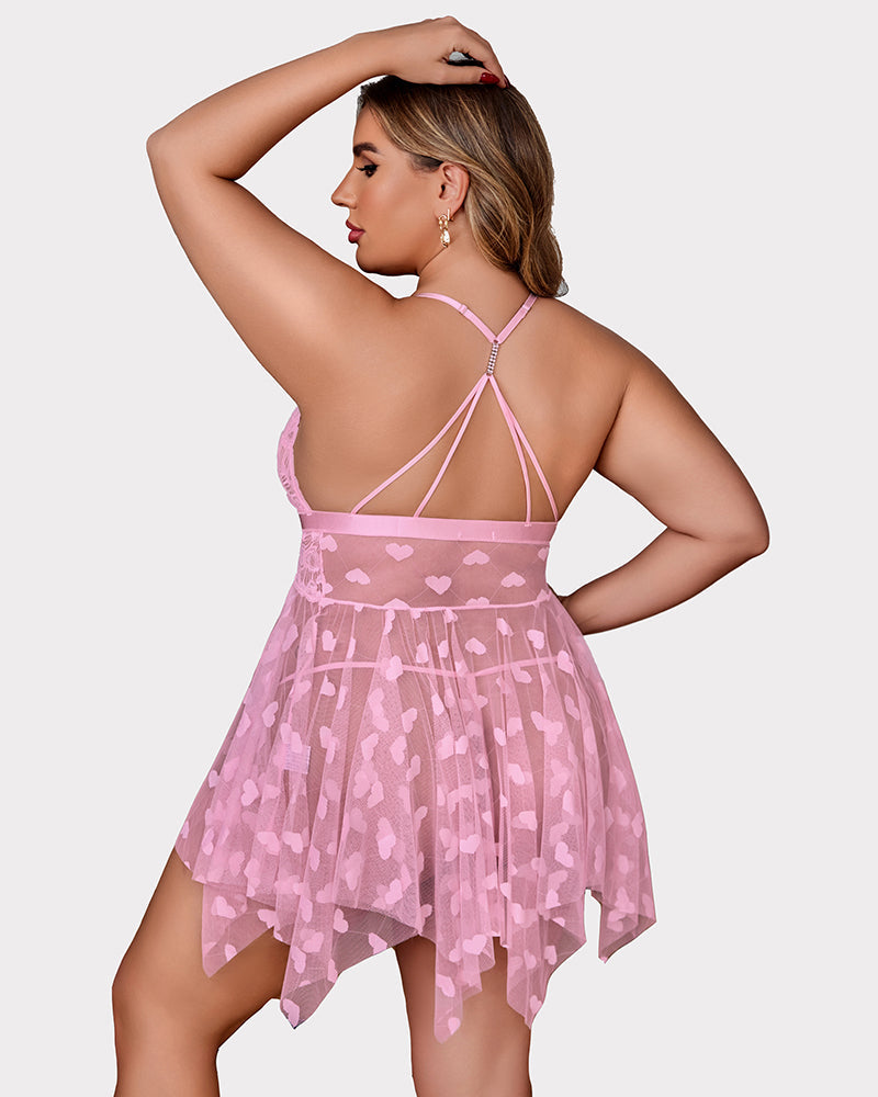 Plus-Size Lace Babydoll with Front Slit