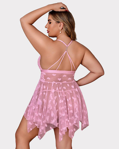 Plus-Size Lace Babydoll with Front Slit