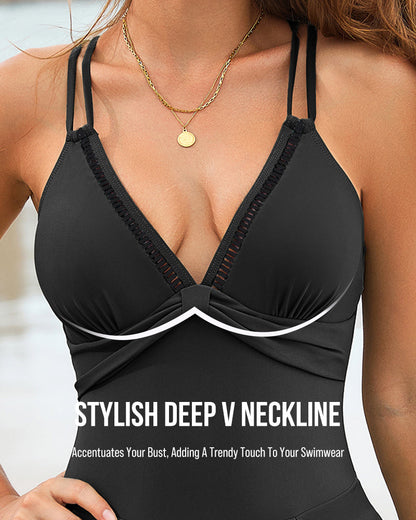 Badekleid mit V-Ausschnitt und Seitenschlitz