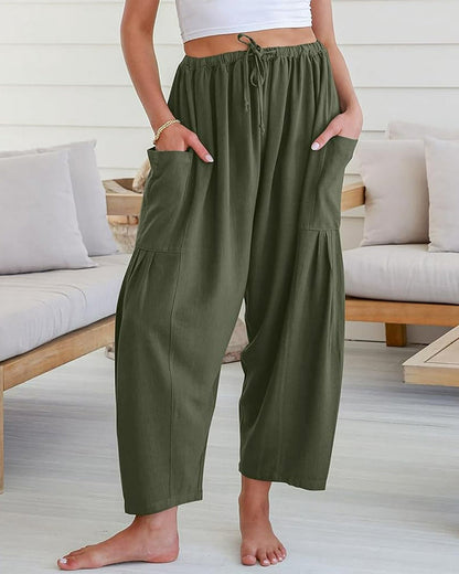 Breezy Linen-Blend Wide-Leg Pants with Pockets