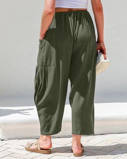 Breezy Linen-Blend Wide-Leg Pants with Pockets
