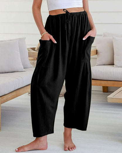 Breezy Linen-Blend Wide-Leg Pants with Pockets