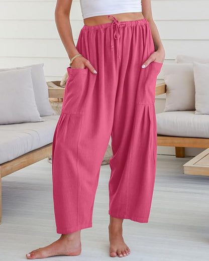 Breezy Linen-Blend Wide-Leg Pants with Pockets