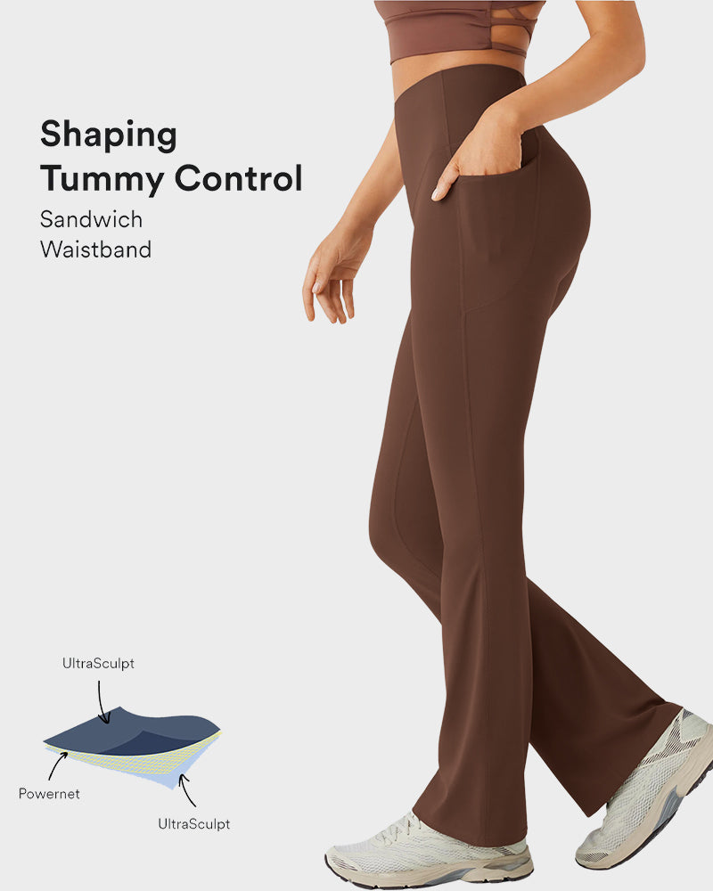 High Waist Bootcut Yoga Leggings Po-Former