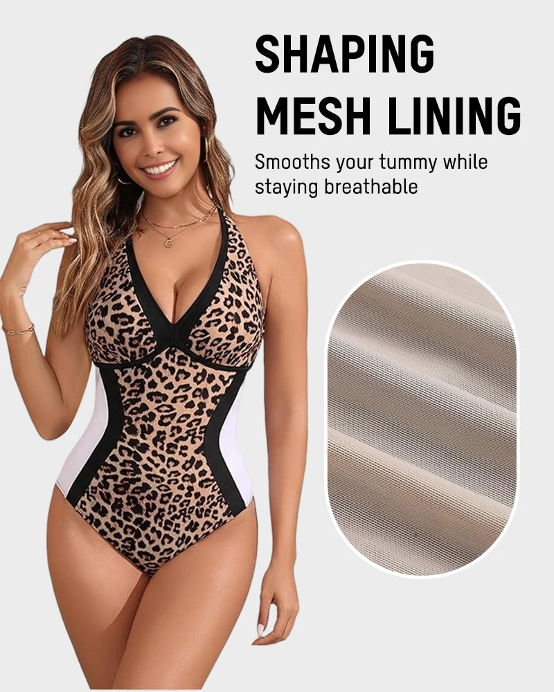 Color Block Tummy-Control One-Piece Swimsuit