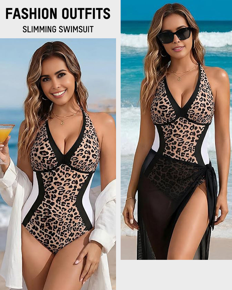 Color Block Tummy-Control One-Piece Swimsuit