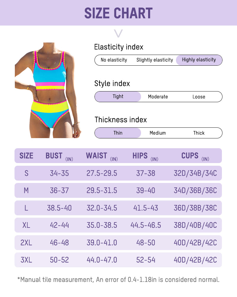 Sporty Color Block 3-Piece Bikini in Nylon