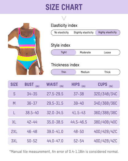 Sporty Color Block 3-Piece Bikini in Nylon