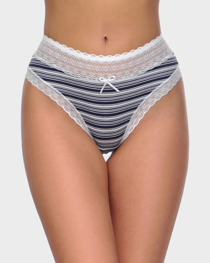 Seamless Lace-Print Cotton Panties (Pack of 5)