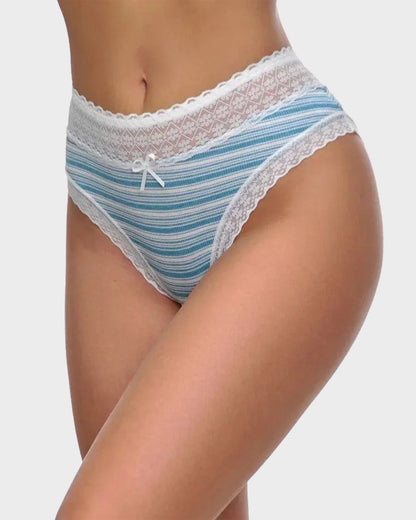 Seamless Lace-Print Cotton Panties (Pack of 5)