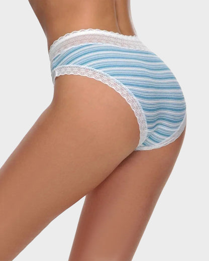Seamless Lace-Print Cotton Panties (Pack of 5)