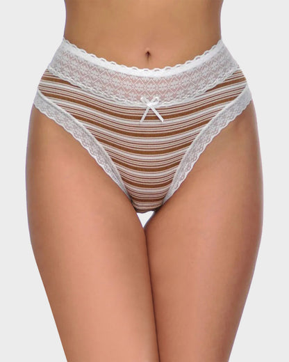 Seamless Lace-Print Cotton Panties (Pack of 5)