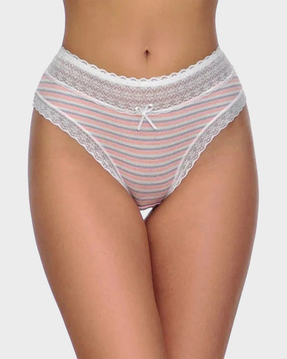 Seamless Lace-Print Cotton Panties (Pack of 5)