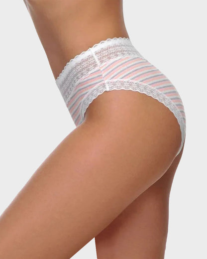 Seamless Lace-Print Cotton Panties (Pack of 5)