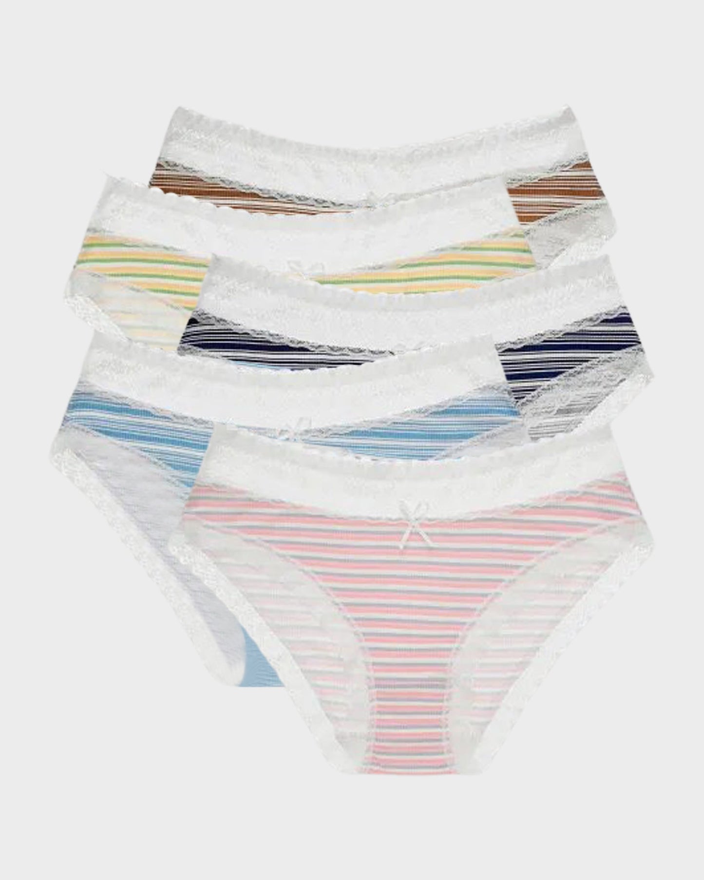 Seamless Lace-Print Cotton Panties (Pack of 5)