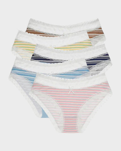 Seamless Lace-Print Cotton Panties (Pack of 5)