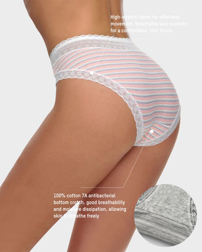 Seamless Lace-Print Cotton Panties (Pack of 5)