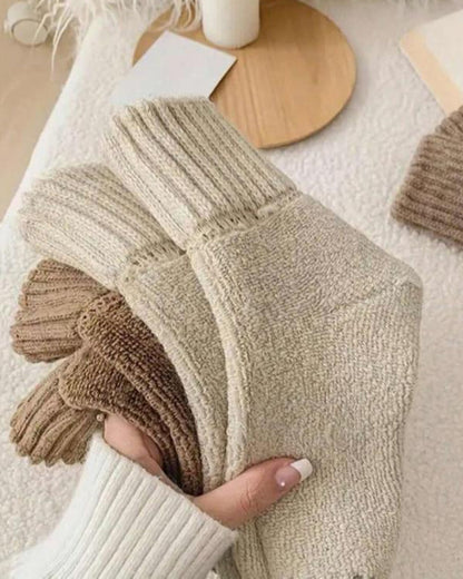 Cozy Ribbed Fleece-Lined Crew Socks