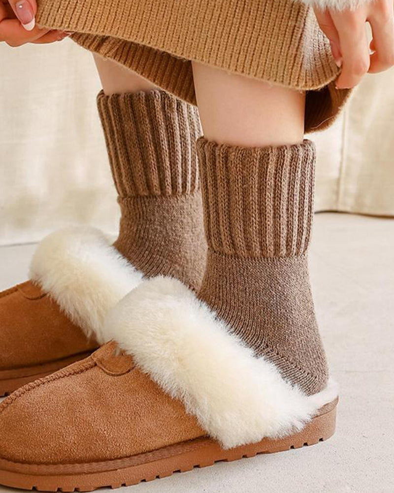Cozy Ribbed Fleece-Lined Crew Socks