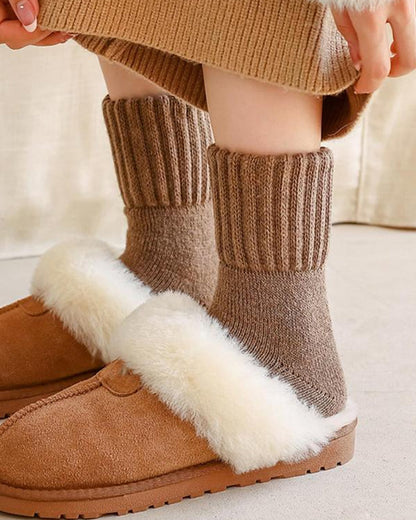 Cozy Ribbed Fleece-Lined Crew Socks