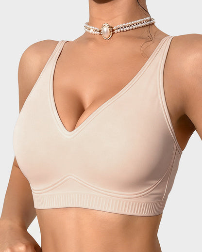Bralette ohne Bügel aus Samt mit V-Ausschnitt