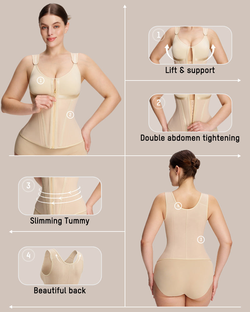 Doppelschichtiger figurformender Bodysuit mit Bauchkontrolle und BH