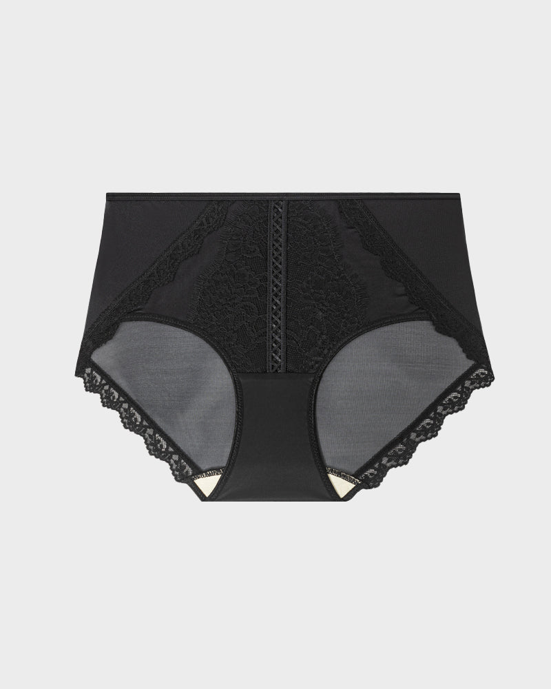Antibacterial Mulberry Silk Mid-Waist Lace-Panel Panties (Set of 3)