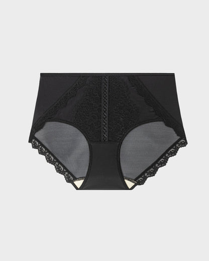 Antibacterial Mulberry Silk Mid-Waist Lace-Panel Panties (Set of 3)