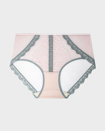 Antibacterial Mulberry Silk Mid-Waist Lace-Panel Panties (Set of 3)