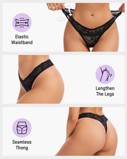 Spitzen-Tanga Floral Komfort Elegant (6er-Pack)