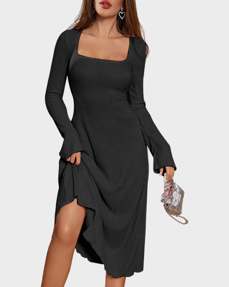 Robe Elegante Col Carre Lacee Ligne A