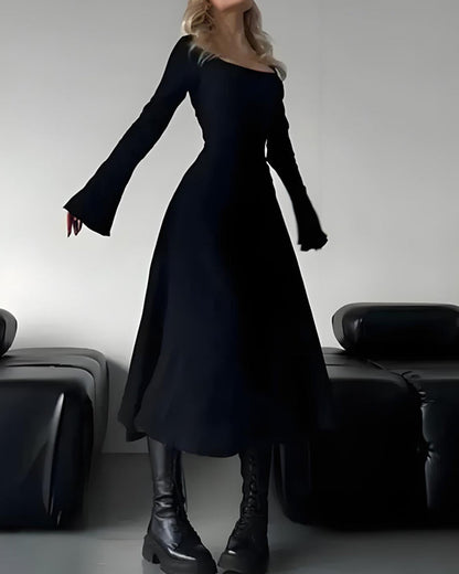 Robe Elegante Col Carre Lacee Ligne A