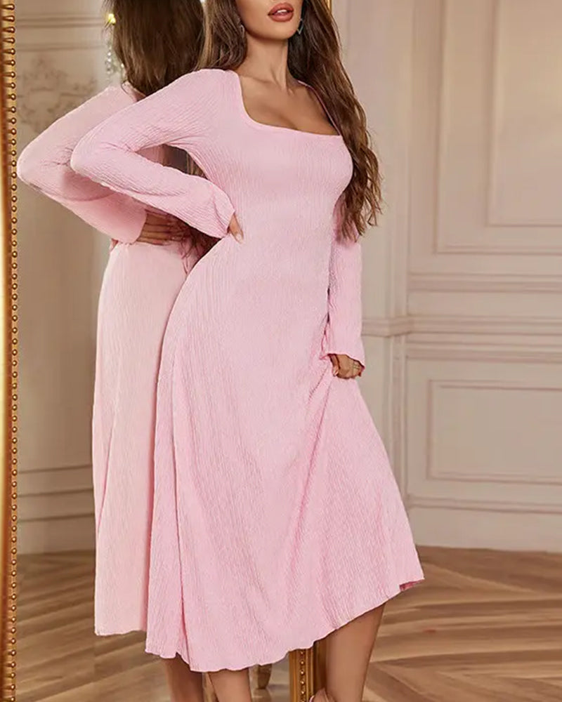 Robe Elegante Col Carre Lacee Ligne A