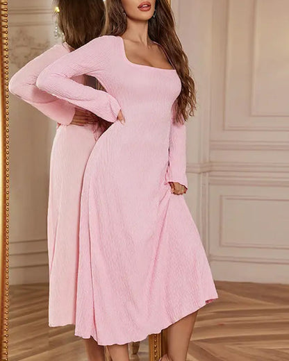 Robe Elegante Col Carre Lacee Ligne A
