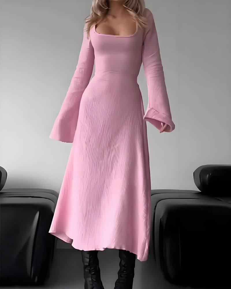 Robe Elegante Col Carre Lacee Ligne A