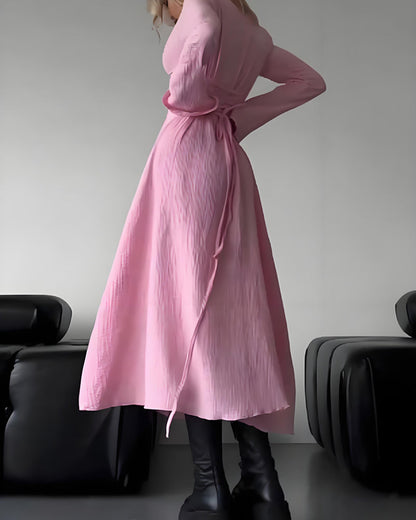 Robe Elegante Col Carre Lacee Ligne A